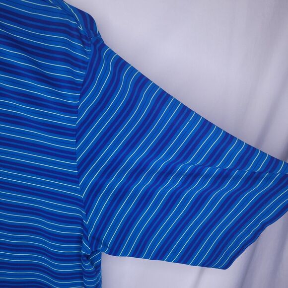 Under Armour Polo Shirt Mens Medium Striped Blue HeatGear Loose - Picture 4 of 10
